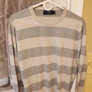 Grey Striped J. Crew Long Sleeve Shirt Men's Medium